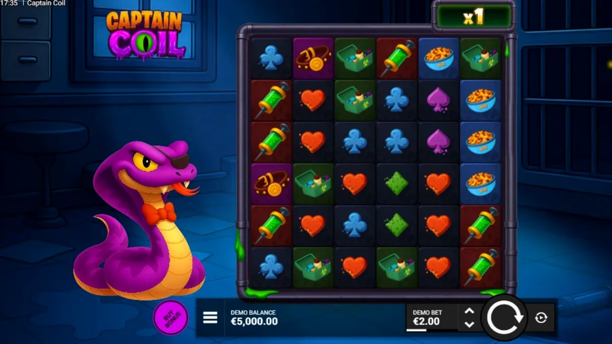 Cientista serpente no laboratório do slot Captain Coil
